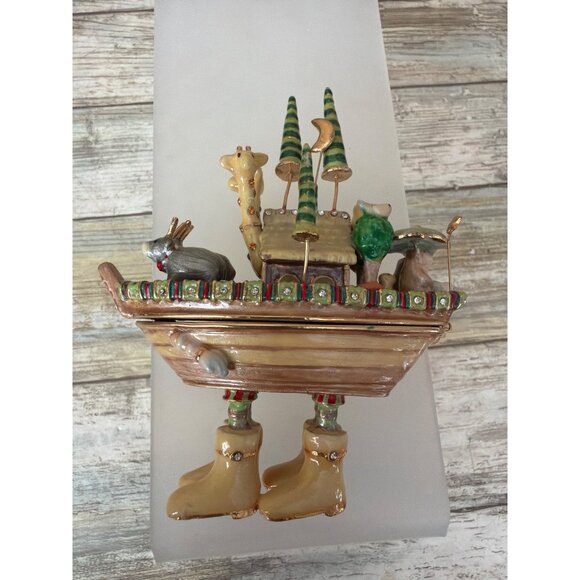 Dept 56 Patience Brewster Krinkles Noah’s Ark Jeweled Hinged Trinket Box w/FLAW - Picture 15 of 16
